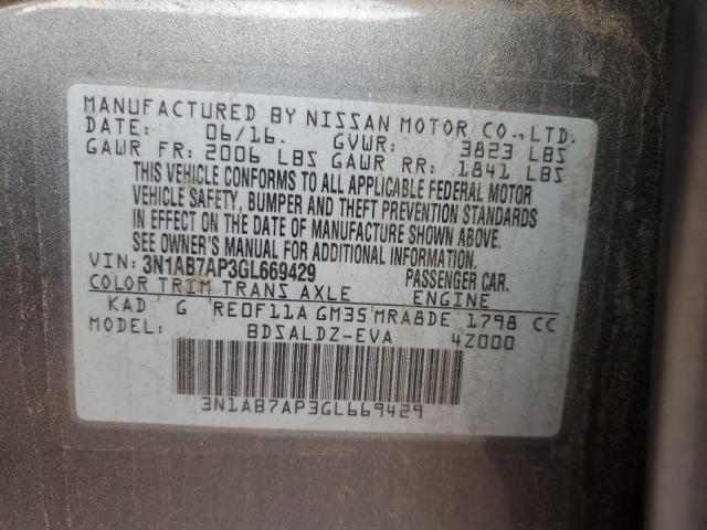 2016 Nissan Sentra S VIN: 3N1AB7AP3GL669429 Lot: 61153624