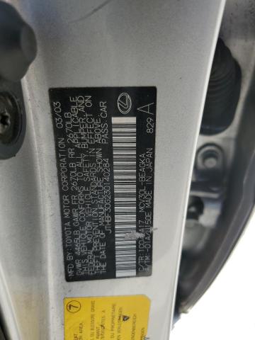 2003 Lexus Es 300 VIN: JTHBF30G230140284 Lot: 58449104