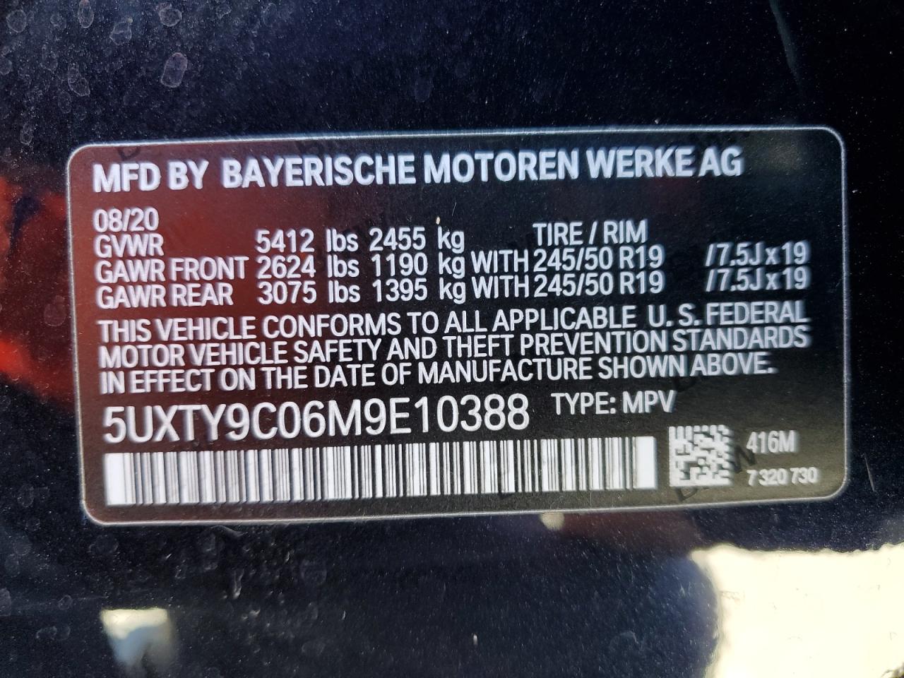 5UXTY9C06M9E10388 2021 BMW X3 xDrivem40I