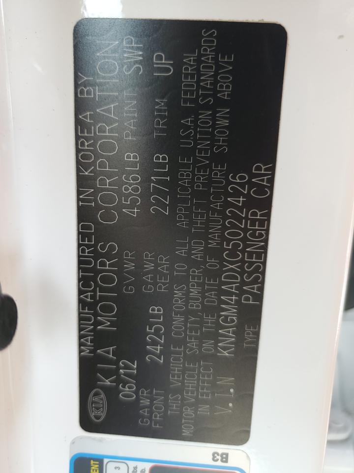 KNAGM4ADXC5022426 2012 Kia Optima Hybrid