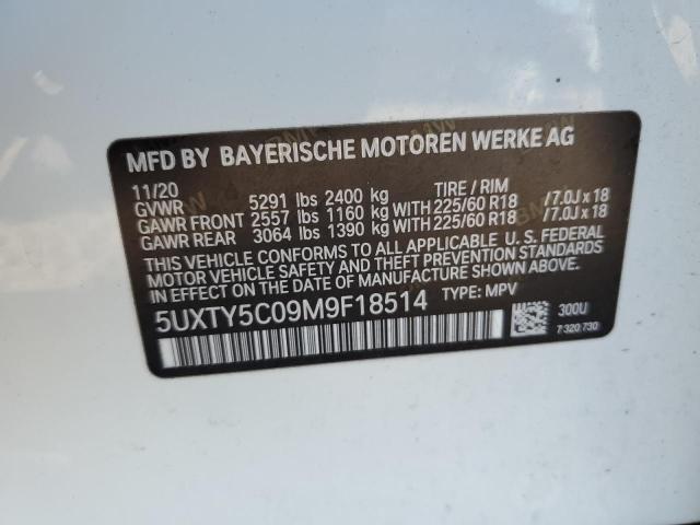 2021 BMW X3 xDrive30I VIN: 5UXTY5C09M9F18514 Lot: 58215814