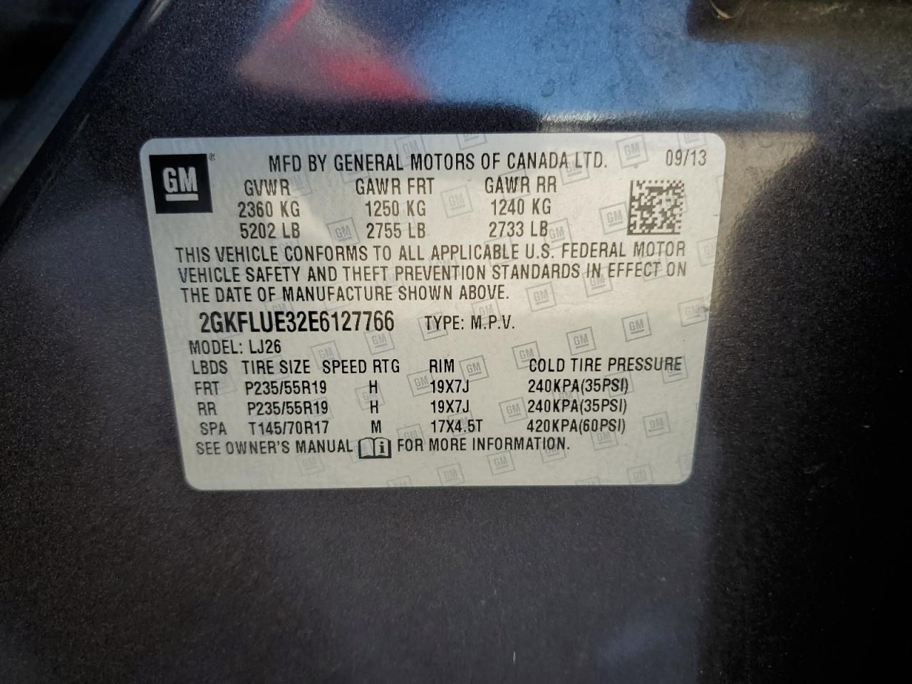 2GKFLUE32E6127766 2014 GMC Terrain Denali