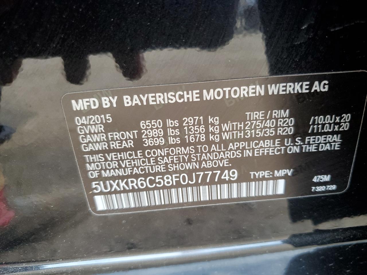 5UXKR6C58F0J77749 2015 BMW X5 xDrive50I