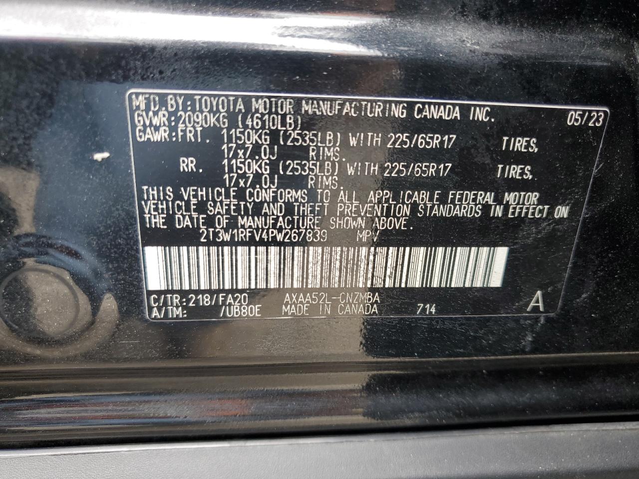 2T3W1RFV4PW267839 2023 Toyota Rav4 Xle