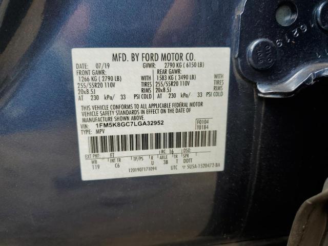 2020 Ford Explorer St VIN: 1FM5K8GC7LGA32952 Lot: 57865394