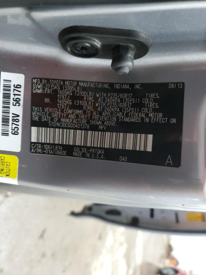 5TDYK3DC6DS401378 2013 Toyota Sienna Xle