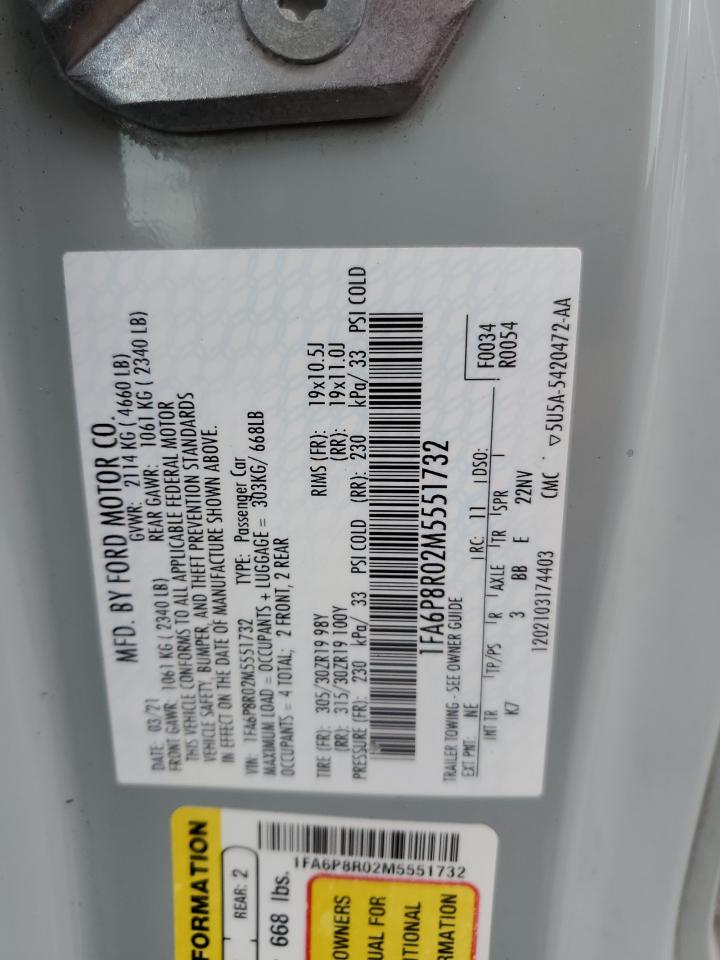 1FA6P8R02M5551732 2021 Ford Mustang Mach I