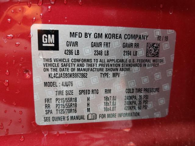 2019 Buick Encore Preferred VIN: KL4CJASB0KB862862 Lot: 57836984