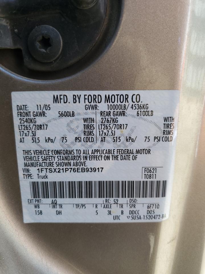 1FTSX21P76EB93917 2006 Ford F250 Super Duty