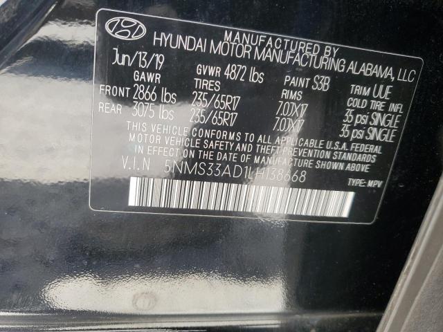 2020 Hyundai Santa Fe Sel VIN: 5NMS33AD1LH138668 Lot: 58121714