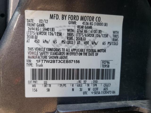 2012 Ford F250 Super Duty VIN: 1FT7W2BT3CEB57156 Lot: 57144444