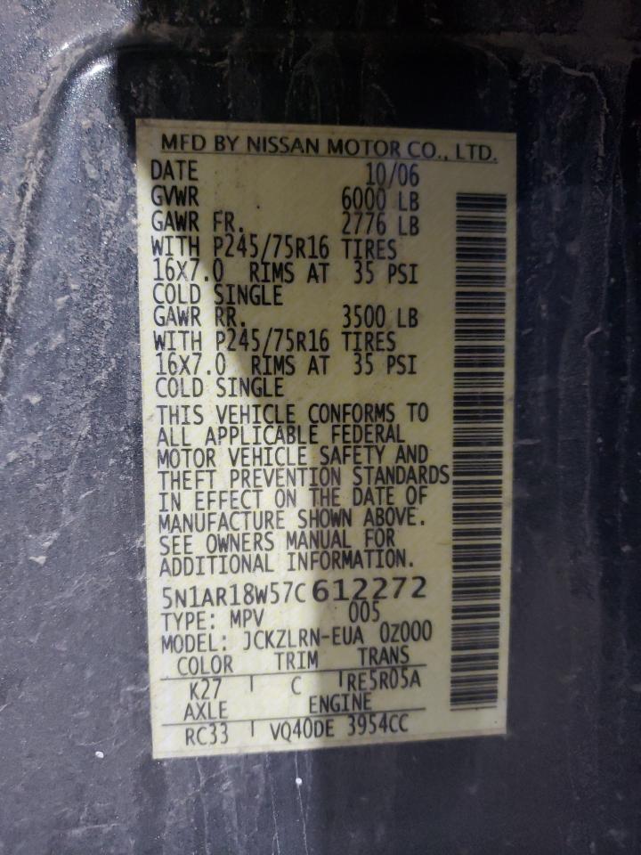 5N1AR18W57C612272 2007 Nissan Pathfinder Le
