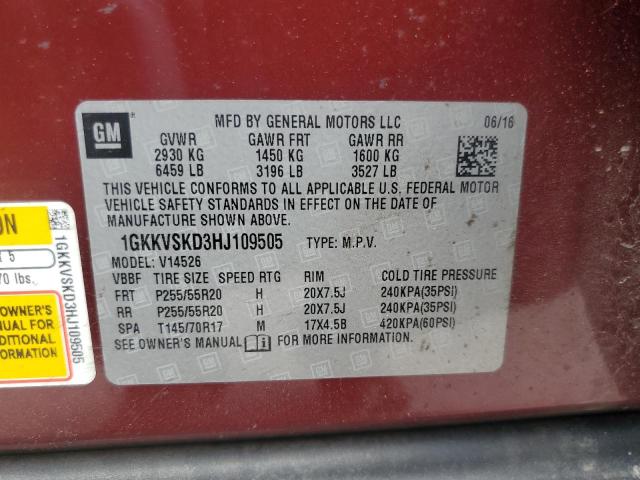 2017 GMC Acadia Limited Slt-2 VIN: 1GKKVSKD3HJ109505 Lot: 58285544