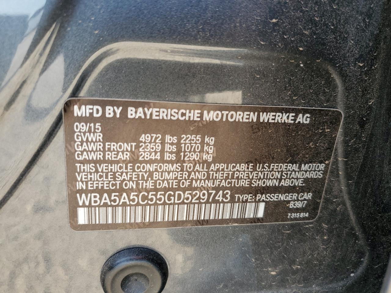 WBA5A5C55GD529743 2016 BMW 528 I