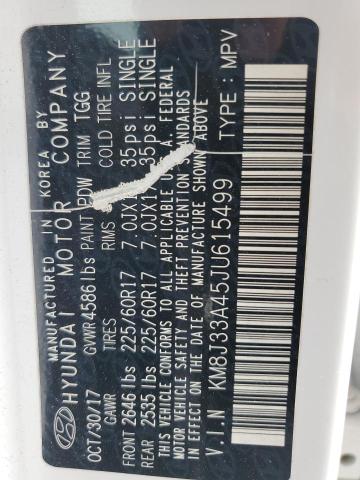 2018 Hyundai Tucson Sel VIN: KM8J33A45JU615499 Lot: 58135674