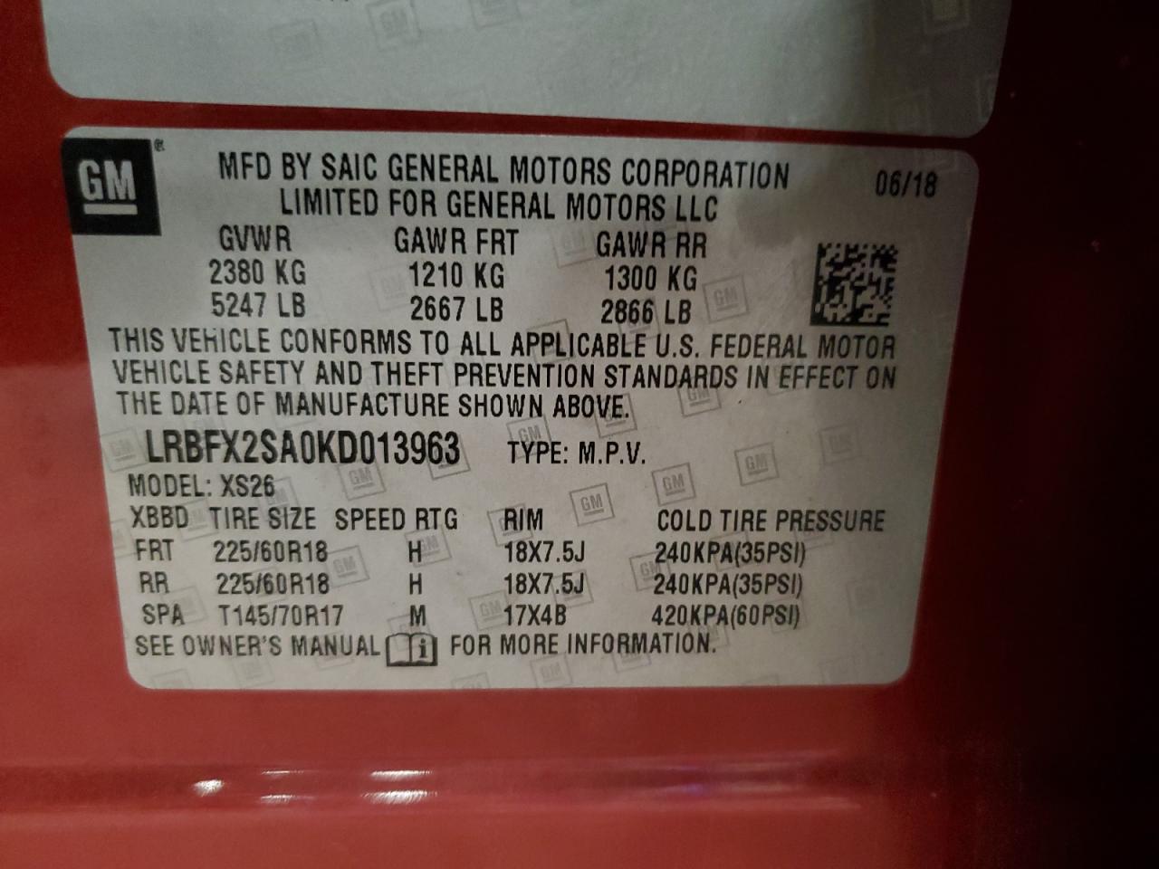 LRBFX2SA0KD013963 2019 Buick Envision Essence