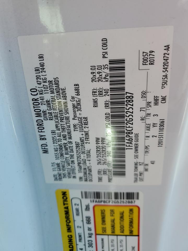 1FA6P8CF2G5252887 2016 Ford Mustang Gt