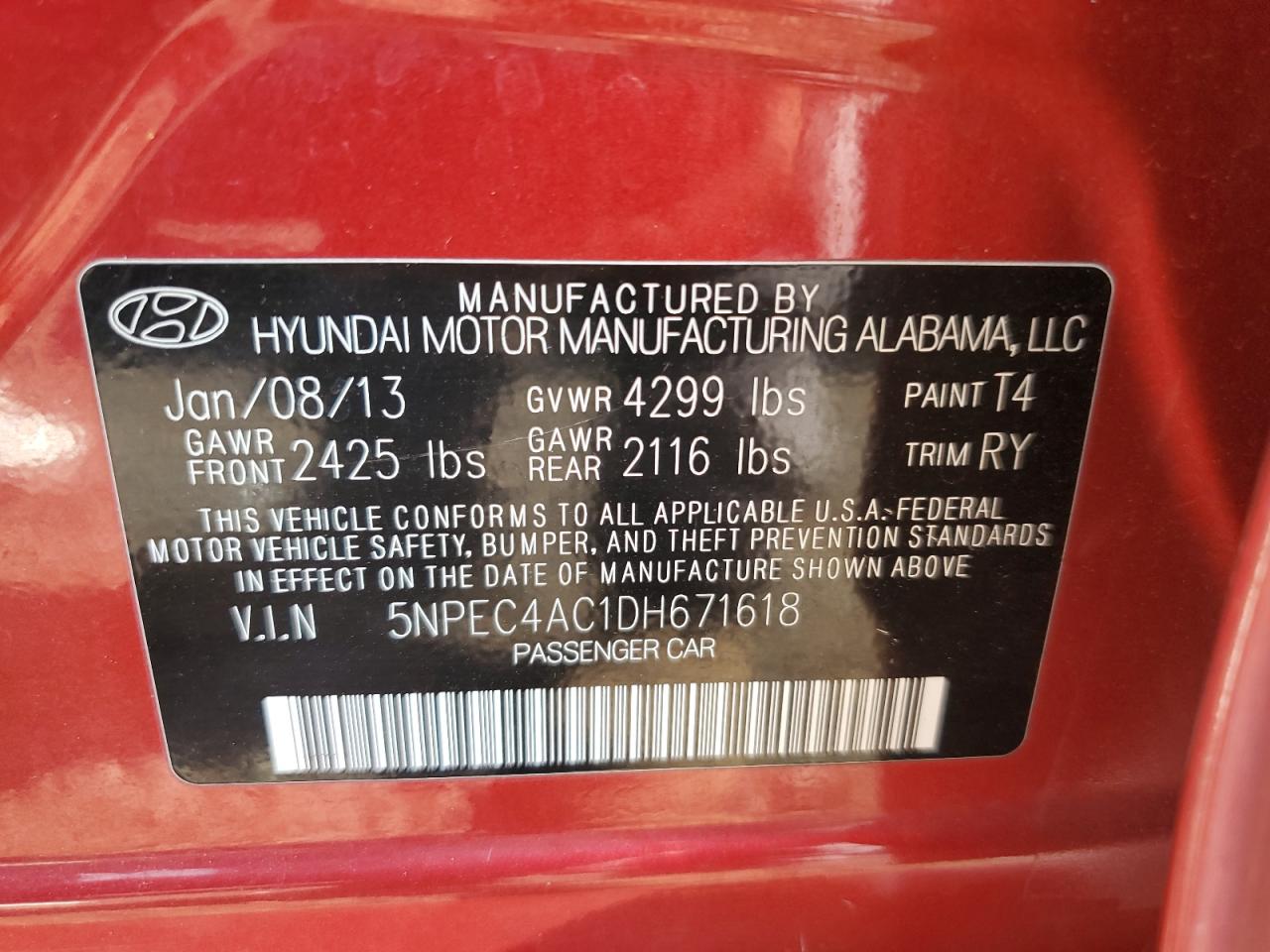 5NPEC4AC1DH671618 2013 Hyundai Sonata Se