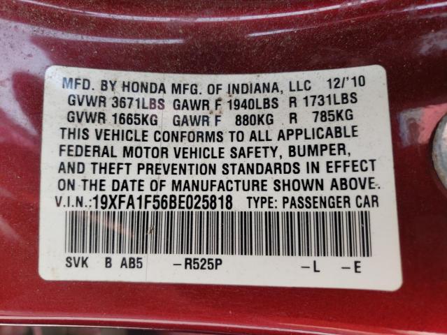 19XFA1F56BE025818 2011 Honda Civic Lx