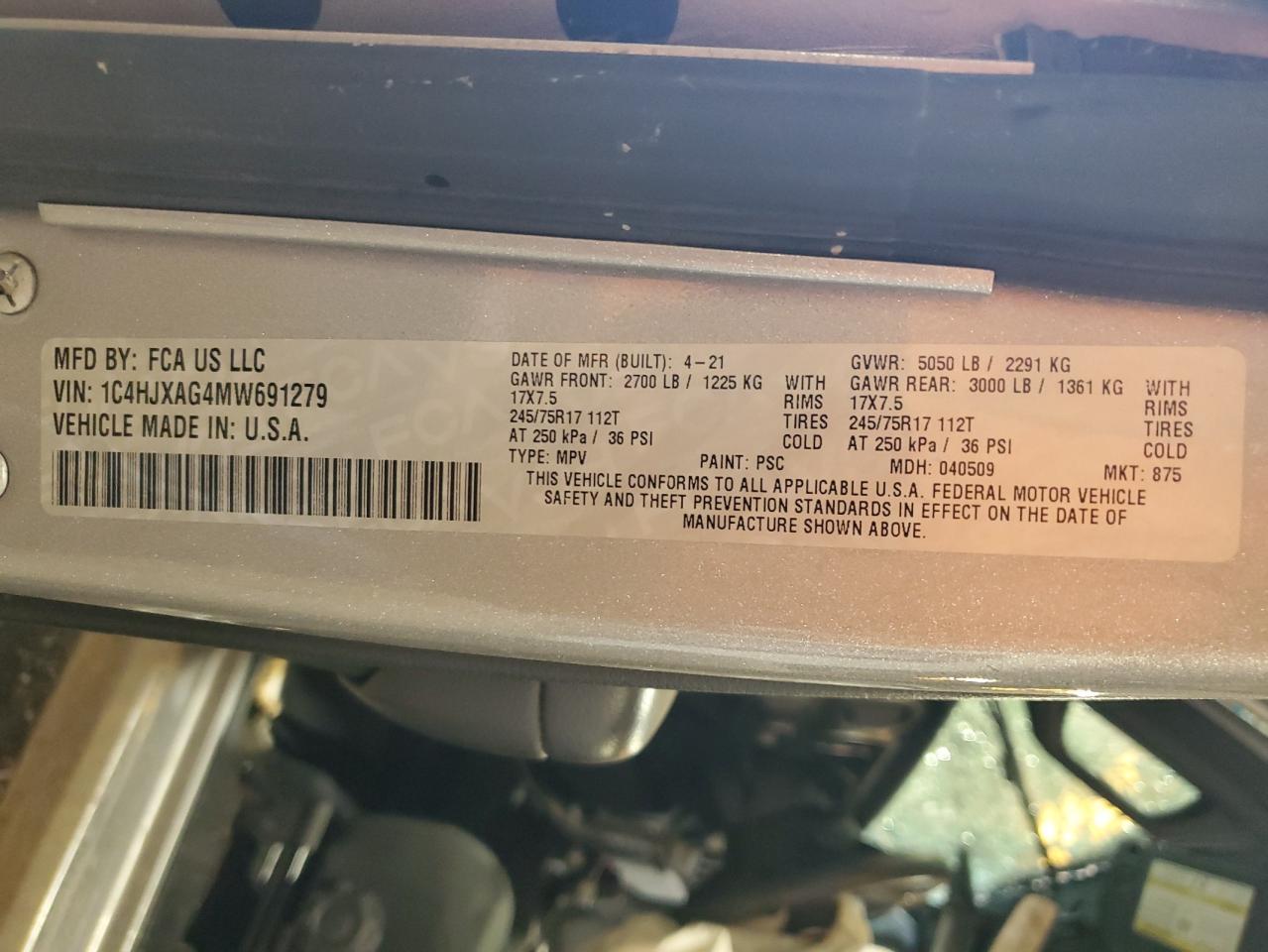 1C4HJXAG4MW691279 2021 Jeep Wrangler Sport