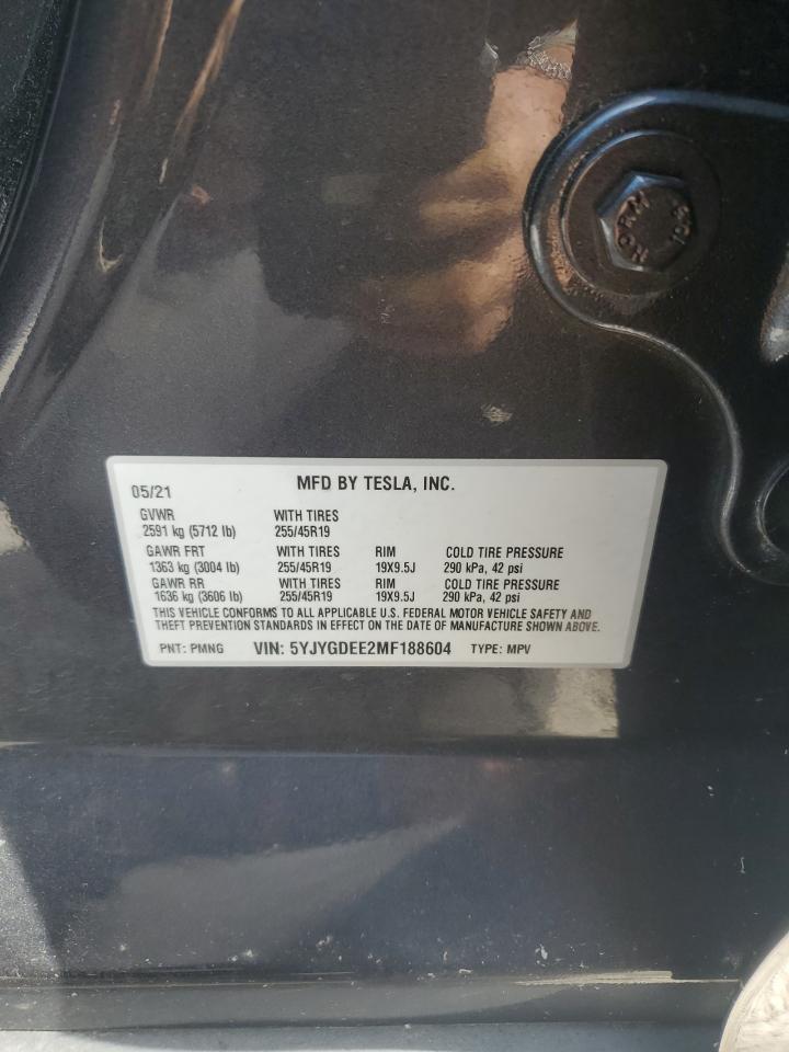 5YJYGDEE2MF188604 2021 Tesla Model Y