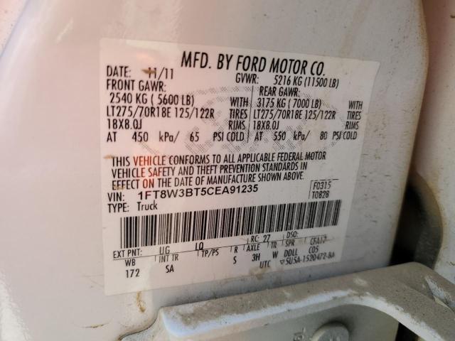 2012 Ford F350 Super Duty VIN: 1FT8W3BT5CEA91235 Lot: 58724504