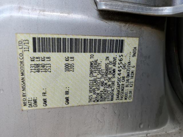 2014 Nissan Maxima S VIN: 1N4AA5AP5EC445565 Lot: 57716734