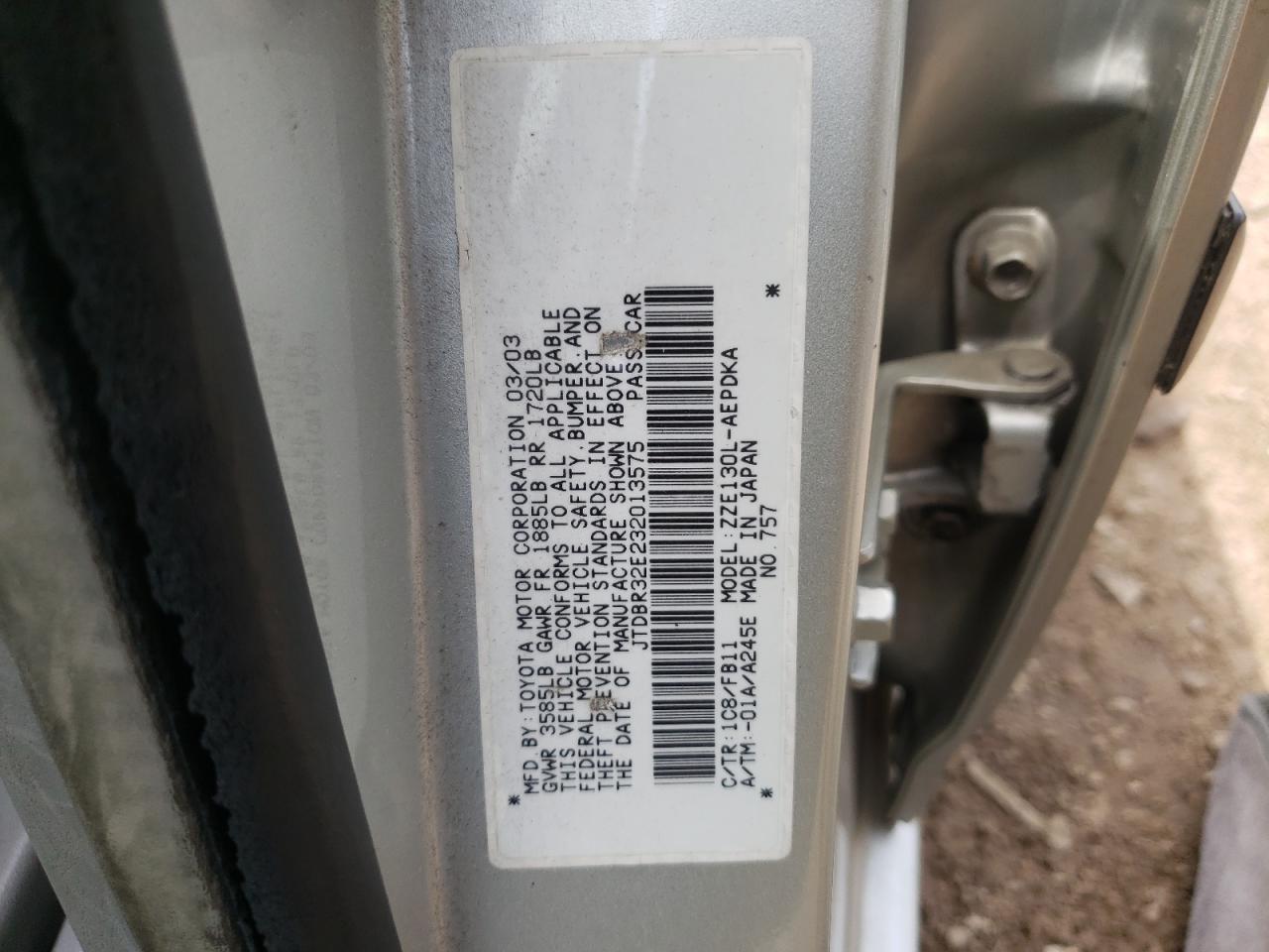 JTDBR32E232013575 2003 Toyota Corolla Ce