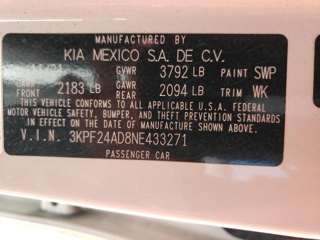 2022 Kia Forte Fe VIN: 3KPF24AD8NE433271 Lot: 60189774