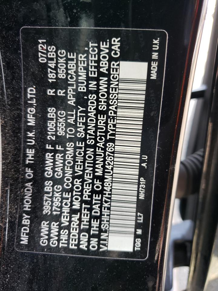 SHHFK7H48MU426769 2021 Honda Civic Sport SHHFK7H48MU426769 2021 Honda Civic Sport