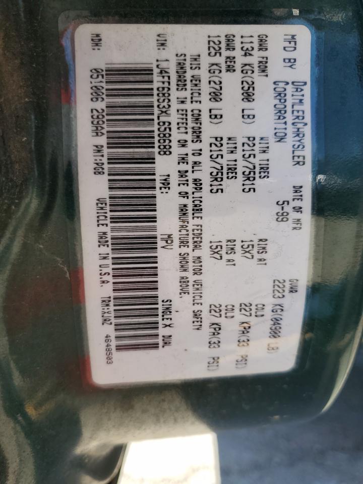 1J4FF68S3XL658688 1999 Jeep Cherokee Sport