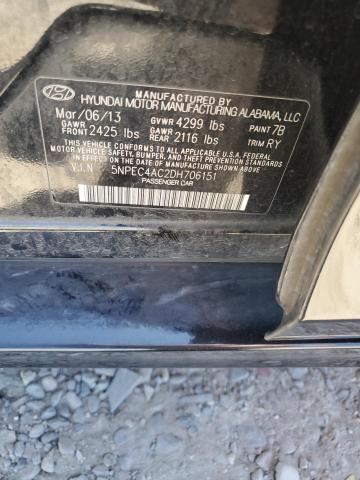 2013 Hyundai Sonata Se VIN: 5NPEC4AC2DH706151 Lot: 60098664