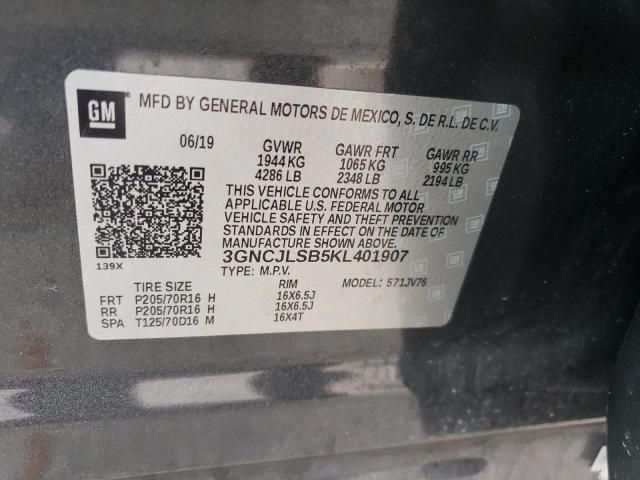 2019 Chevrolet Trax 1Lt VIN: 3GNCJLSB5KL401907 Lot: 58150694