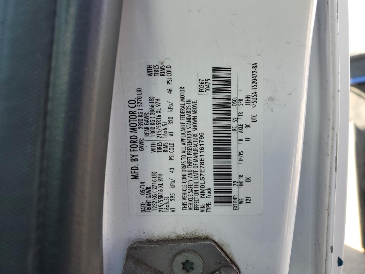 NM0LS7E78E1161796 2014 Ford Transit Connect Xl