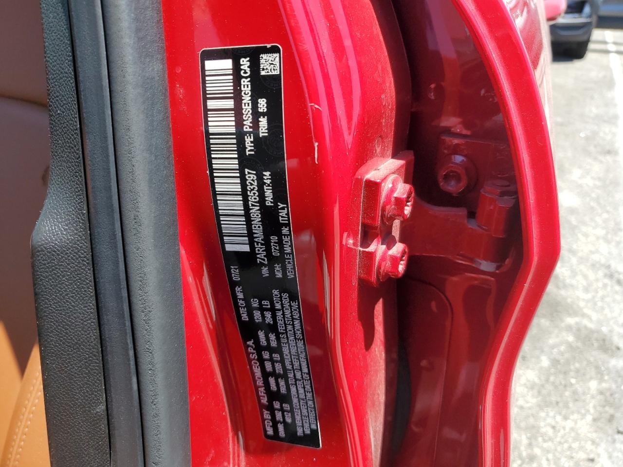 ZARFAMBN8N7653297 2022 Alfa Romeo Giulia Super