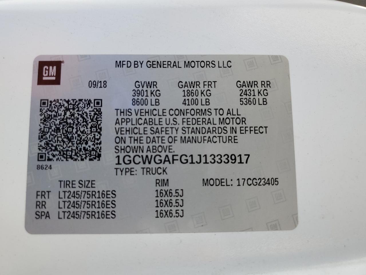 1GCWGAFG1J1333917 2018 Chevrolet Express G2500