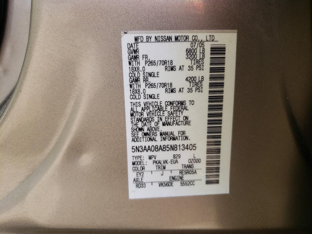 5N3AA08A85N813405 2005 Infiniti Qx56