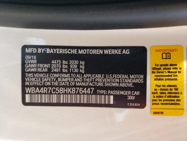 VIN WBA4R7C58HK876447 2017 BMW 4 Series, 430I no.12