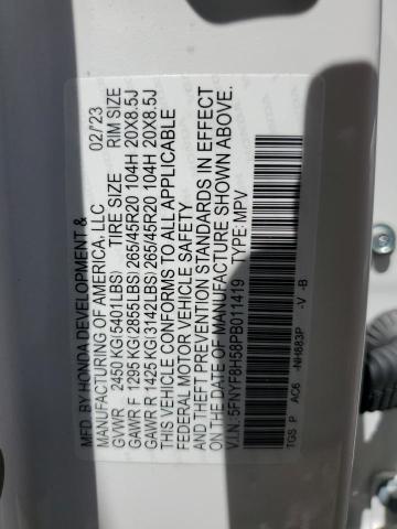 2023 Honda Passport Exl VIN: 5FNYF8H58PB011419 Lot: 58211624