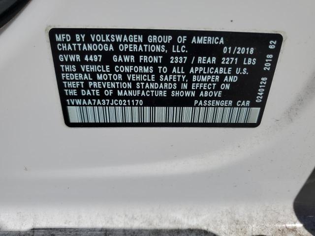 2018 Volkswagen Passat S VIN: 1VWAA7A37JC021170 Lot: 58134654