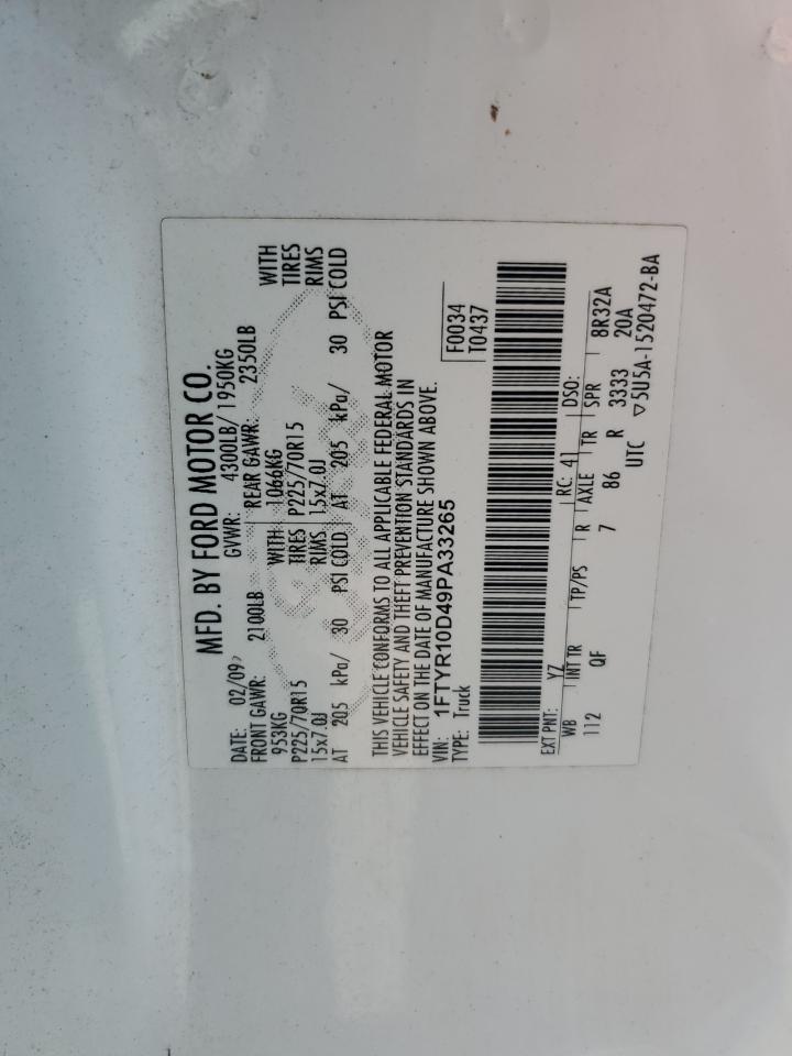 1FTYR10D49PA33265 2009 Ford Ranger