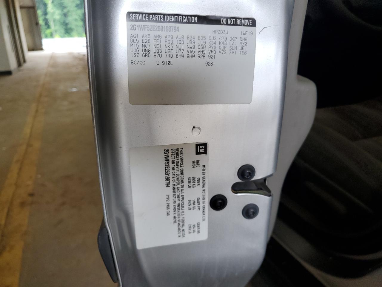 2G1WF52E259198794 2005 Chevrolet Impala