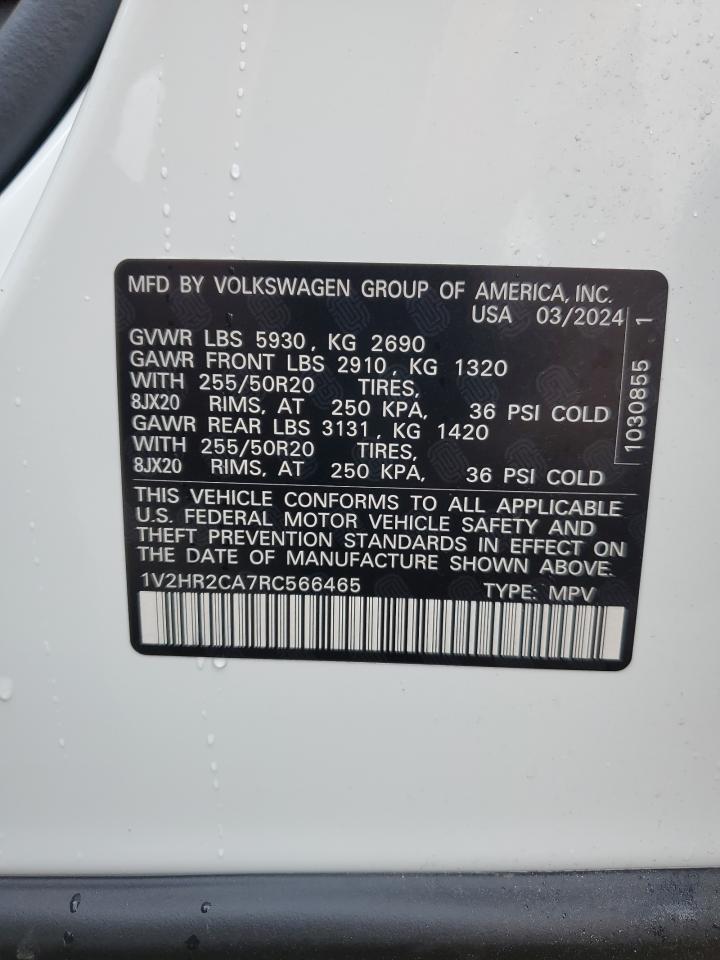 1V2HR2CA7RC566465 2024 Volkswagen Atlas Se