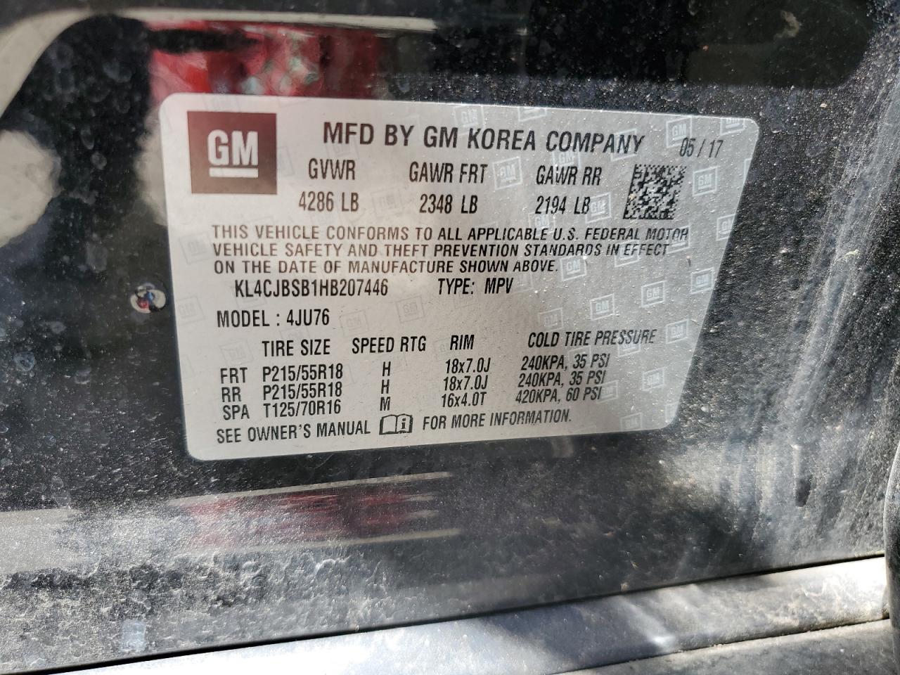 KL4CJBSB1HB207446 2017 Buick Encore Preferred Ii