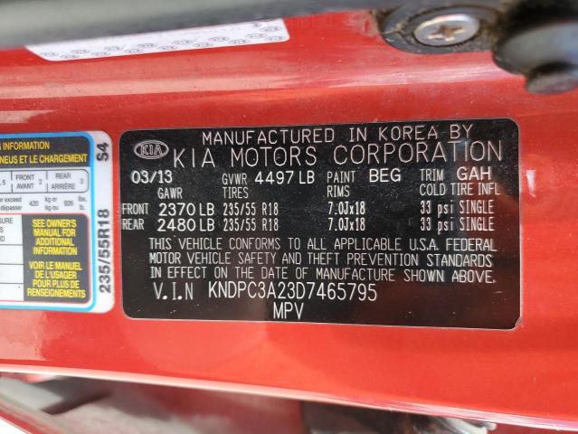 2013 Kia Sportage Ex VIN: KNDPC3A23D7465795 Lot: 60971564