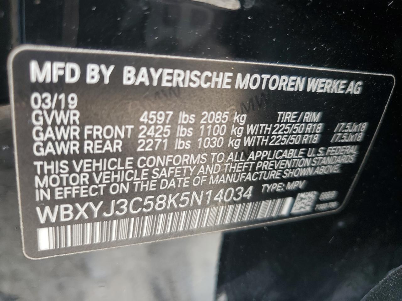 WBXYJ3C58K5N14034 2019 BMW X2 Sdrive28I