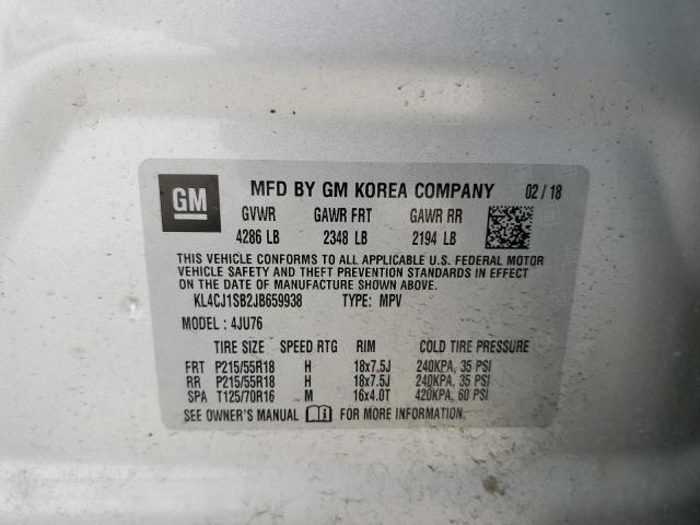 2018 Buick Encore Sport Touring VIN: KL4CJ1SB2JB659938 Lot: 57384324