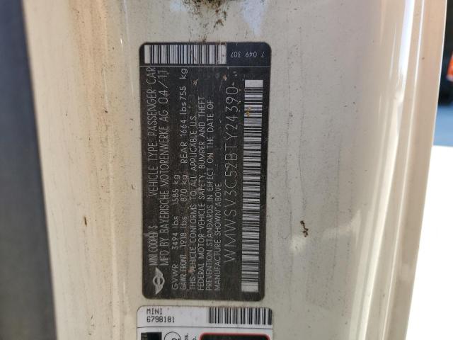 2011 Mini Cooper S VIN: WMWSV3C52BTY24390 Lot: 58252724