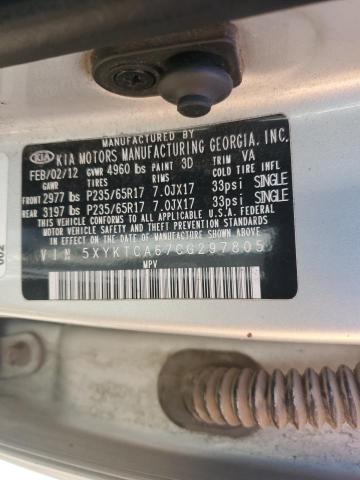 2012 Kia Sorento Base VIN: 5XYKTCA67CG297805 Lot: 58620574