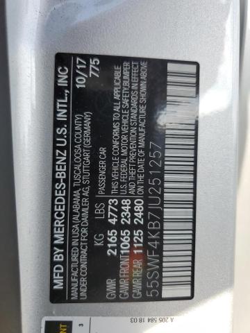 2018 Mercedes-Benz C 300 4Matic VIN: 55SWF4KB7JU251257 Lot: 58328124